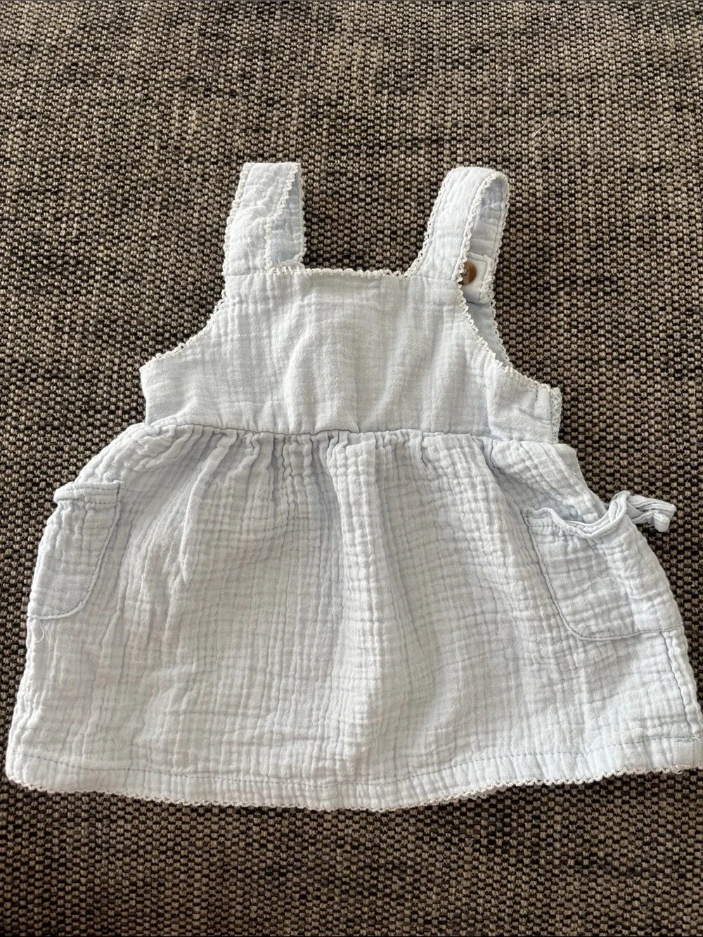Girls' Light Blue Lemon Appliqué Cotton Dress
